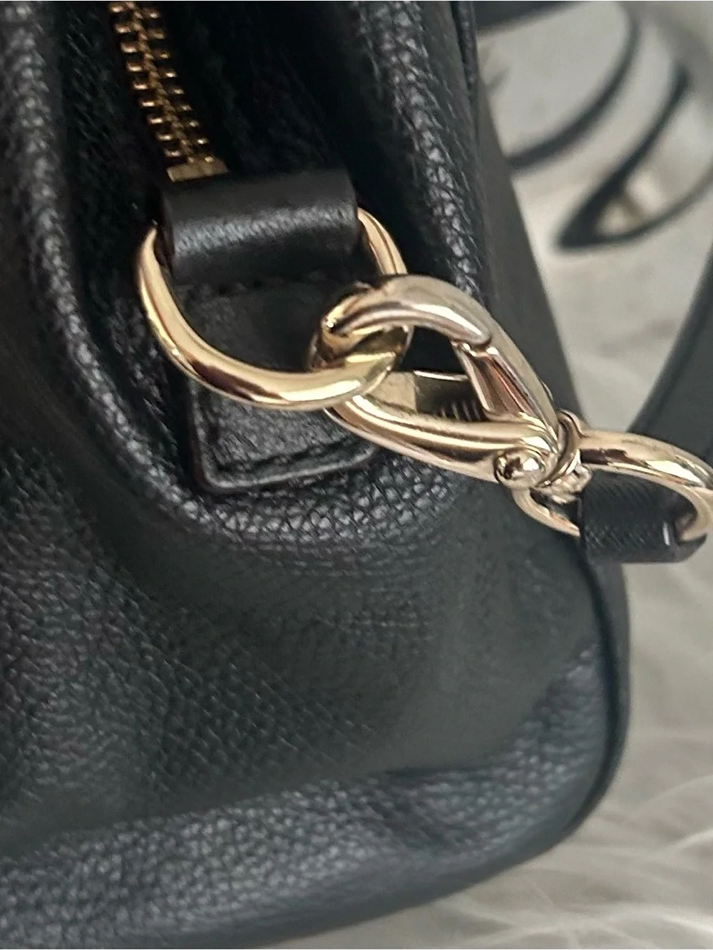 Kate Spade Black Pebbled Leather Satchel Crossbody Shoulder Bag gold hardware